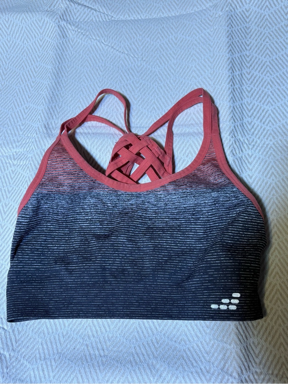 bcg Coral and Black Ombre Strappy Sports Bra